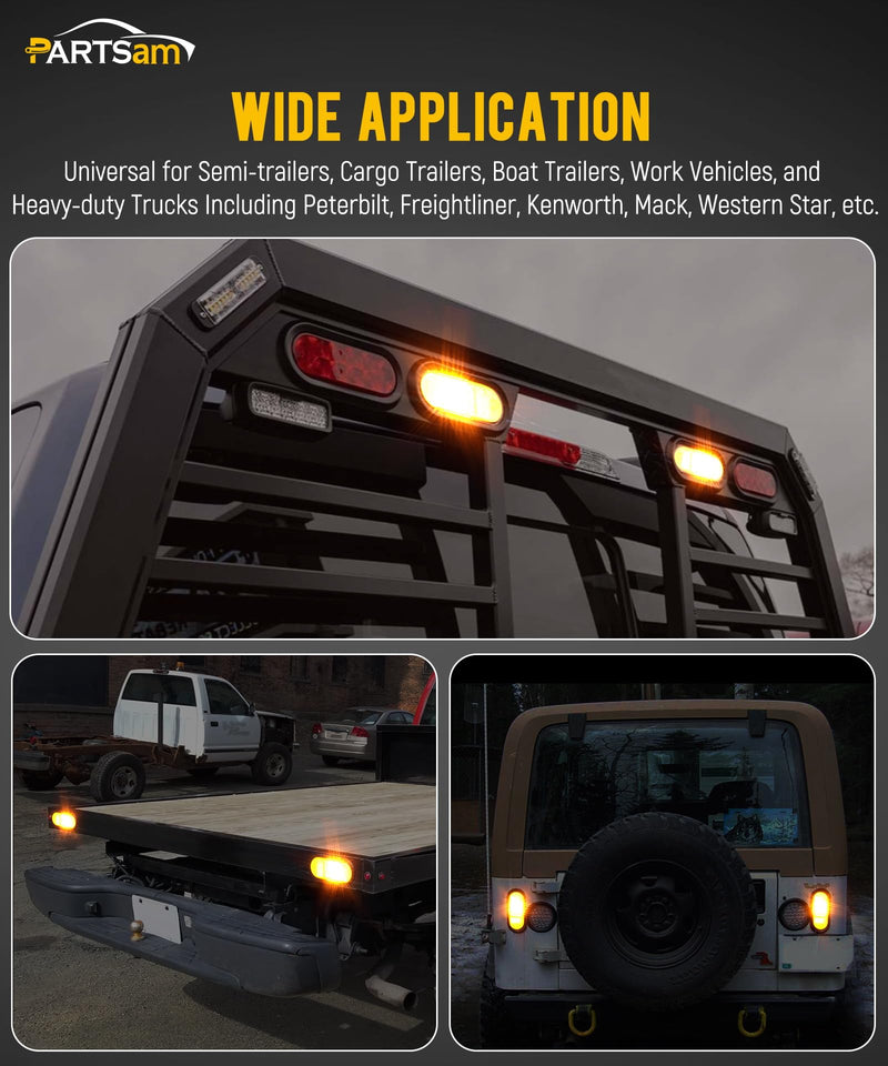 [Australia - AusPower] - Partsam 2Pcs 6.5" Mid Turn Signal Amber Marker Light Rubber Mount 24 LED w/Reflex Lens Universal Waterproof 6 Inch Oval Led Mid-Ship Marker and Turn Signal Semi Truck Trailer Light 