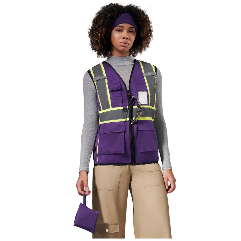 AYKRM 11 color Ladies High Vis Reflective Safety Vest for Women Medium Purple