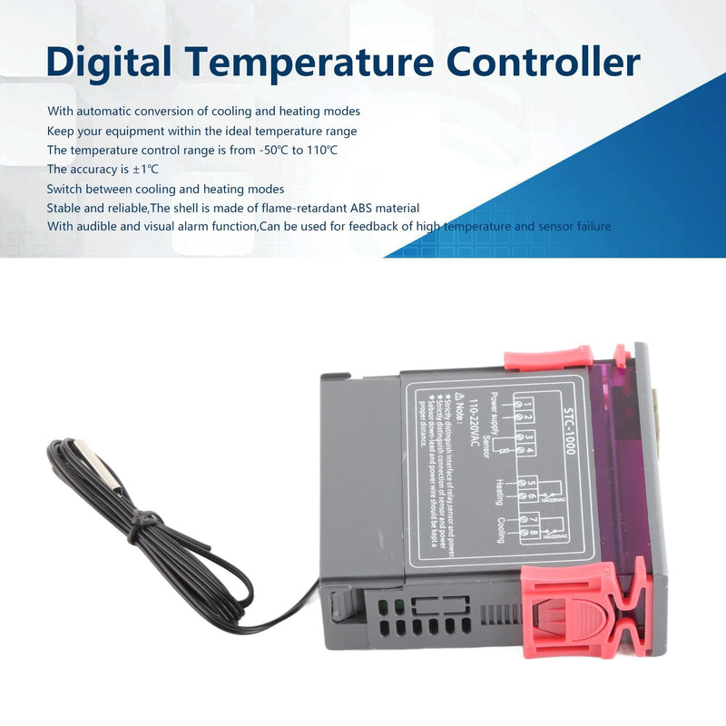 [Australia - AusPower] - Temperature Controller Digital STC-1000 Digital Cooling and Heating Thermostat with Sensor for Refrigerator and Fermenter (AC110~220V) AC110-220V 