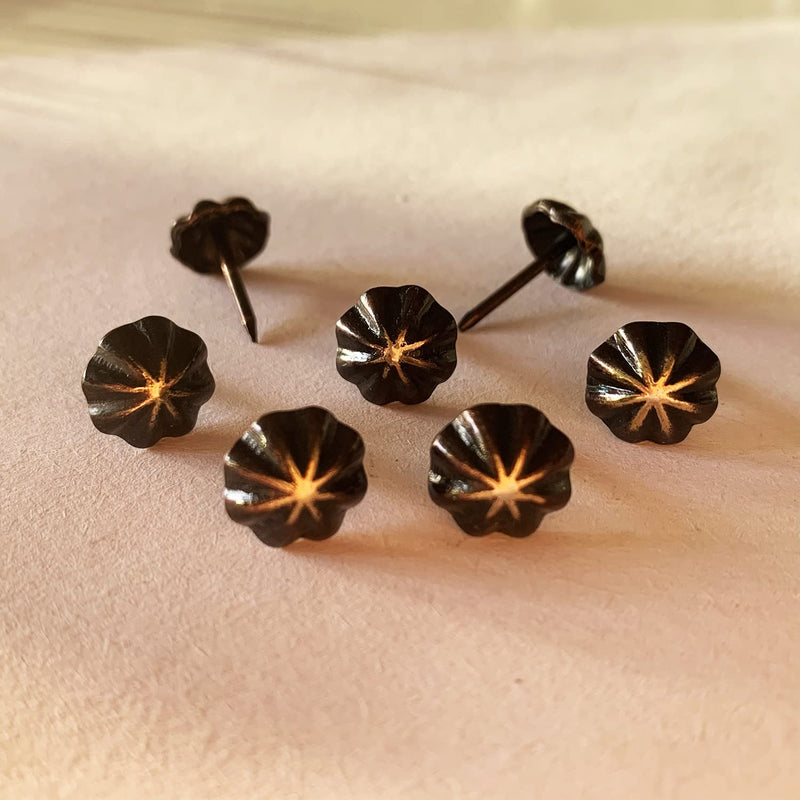 [Australia - AusPower] - Upholstery Tacks, Furniture Upholstery Nails for Decorative, 100 PCS 7/16 inch Decorative Tack for Furniture DIY Decorative, Pumpkin Shape Nail Copper Renaissance/Matt Black 