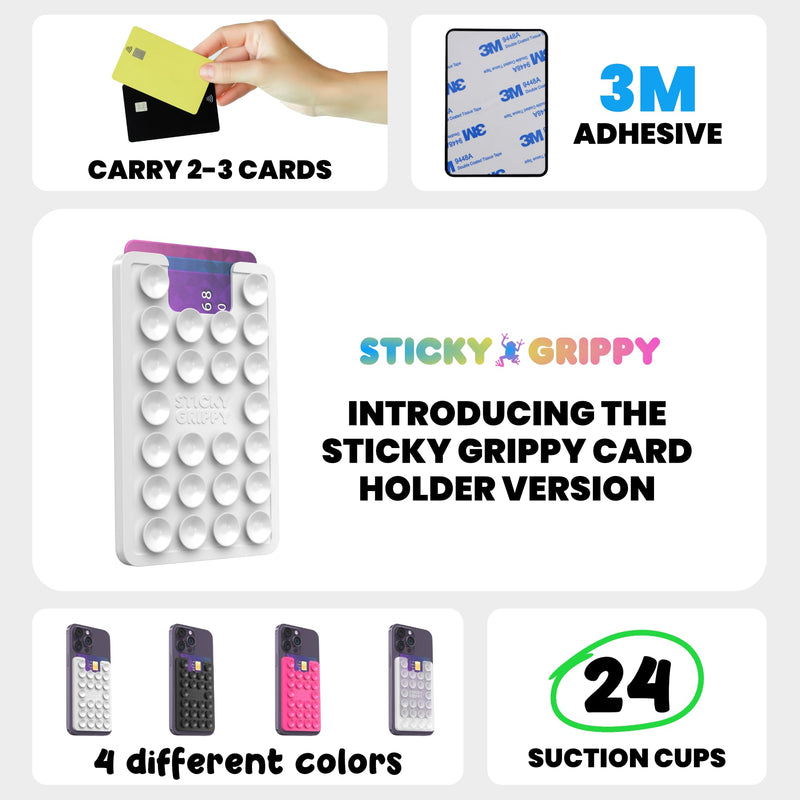 [Australia - AusPower] - Suction Phone Card Holder Mount, Phone Wallet, Silicon Adhesive Phone Accessory for iPhone and Android, Hands-Free Mirror Shower Phone Holder, TikTok Videos and Selfies (White) White 