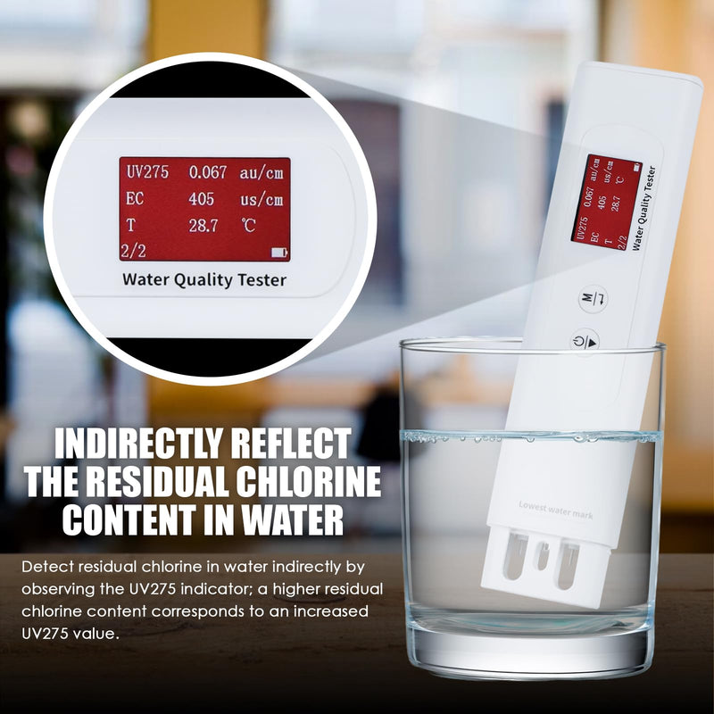 [Australia - AusPower] - Water Quality Tester for Drinking Water, Portable 6-in-1 TDS Meter TOC, COD, EC, UV275, Temp&TDS, Digital Drinking Water Quality Tester for Home, RV, Hiking, Camping, Travel, Well, Tap, Water Purifier 