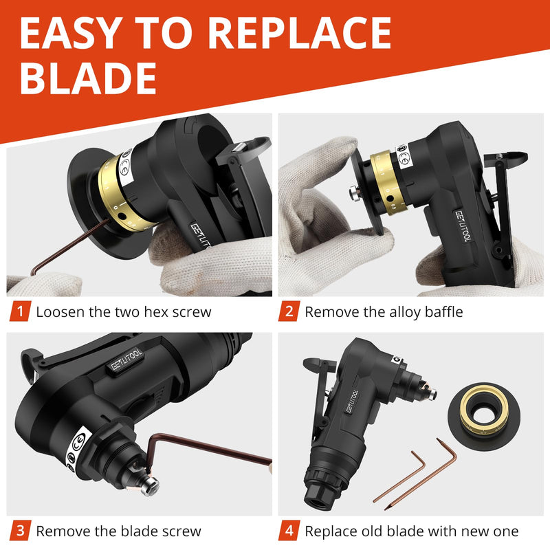 GETLITOOL Pneumatic Chamfering Tool, Mini Air Chamfer Tool Kit with 12 C-Angle & 10 R-Angle Blades, 45 Degree 30000RPM Chamfering Tool with 4-Speed Control for Metal, Wood, PVC & Pipe Deburring Black