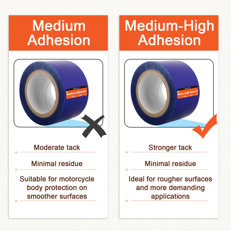 FOVPLUE Self Adhesive Surface Protective Film/Tape – 2.76in x 328ft, Blue Scratch Film Roll Universal for Motorcycle Installations, Painting, Removals, and Transport,Medium-HIGH Adhesion 1 Pack