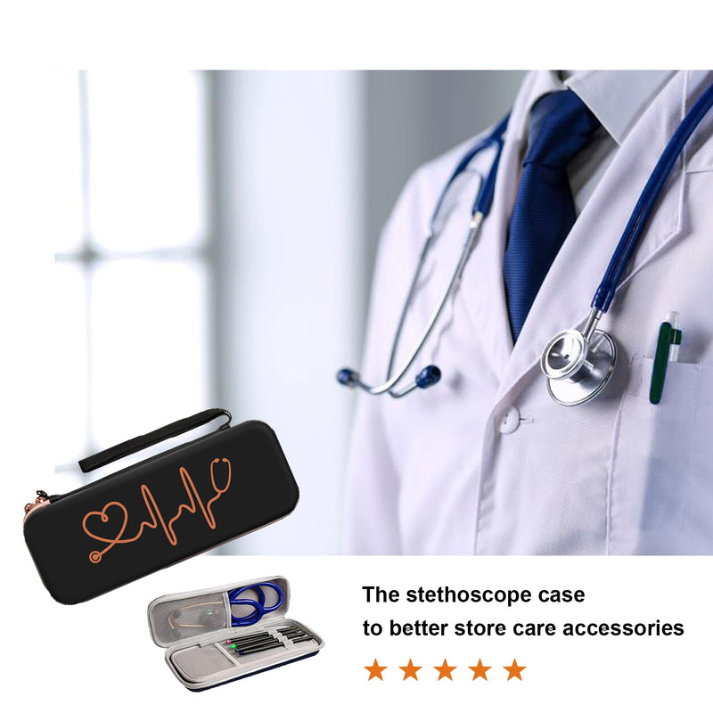 [Australia - AusPower] - Stethoscope Case for 3M Littmann Stethoscope and for MDF Stethoscopes, Stethoscope Accessories, Extra Room for Medical Bandage Scissors and LED Penlights（Black） Black 