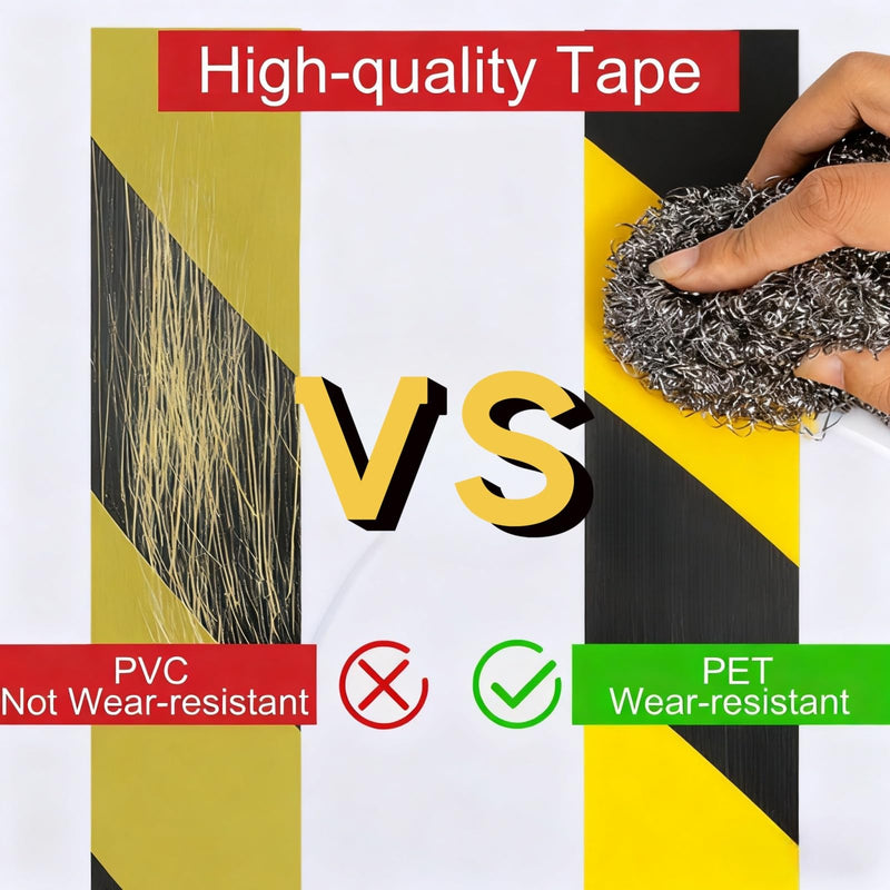 3 Inch x 110FT Caution Tape Hazard Tape Warning Tape Black and Yellow Safety Tape Strong Adhesive Wear Resistance Warterproof Caution Tape for Floor Marking, Caution and Aisle Marking, caution signs