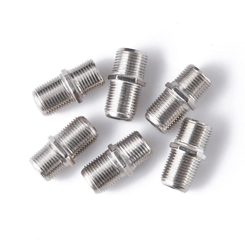 [Australia - AusPower] - 6 Pack Coaxial Cable Connector, RG6 Coax Cable Extender F-Type Silver Plated Adapter Female to Female for TV Cables, Satellite Receiver, VCR and Cable Modem 6 