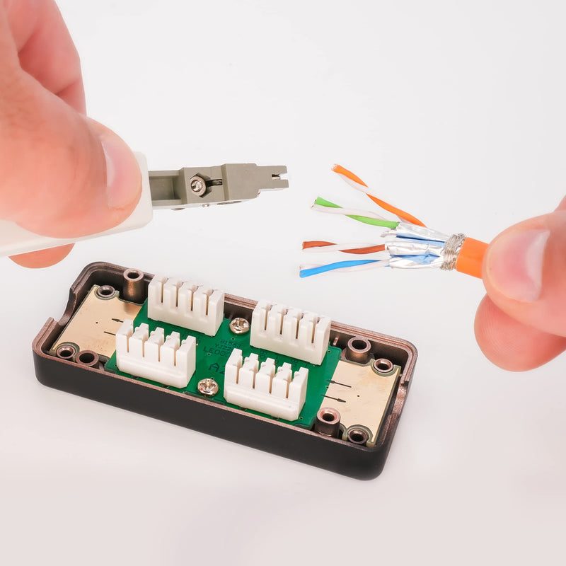 BIGtec CAT.7 LSA Connector Connection Box for Installation Cable Network Cable Connection Module Connector for Cable CAT.5 CAT.6 CAT.7, Shielded Housing, Connects Extended Installation Cable 1 pc.