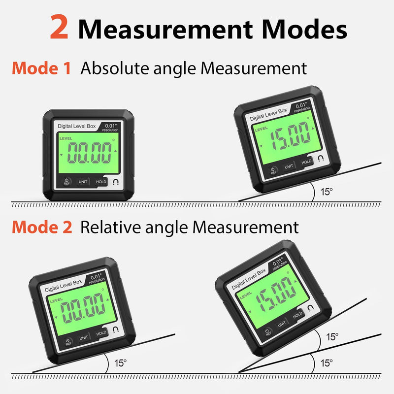 [Australia - AusPower] - Candeon Digital LCD Protractor, Inclinometer, Bevel Box with Magnetic Base, Digital Spirit Level, Inclinometer, Angle Finder, Level Box for Woodworking, Construction, Decoration 