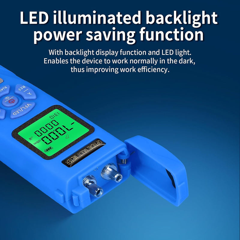 [Australia - AusPower] - Rechargeable Optical Power Meter L-C70-15 mini Optical Power Meter All-in-one Machine, Suitable for SC/FC/ST/LC Interface Four in one Function, Built-in RJ45 Network Testing, with 1 FC-LC Adapter OPM with VFL 15KM 
