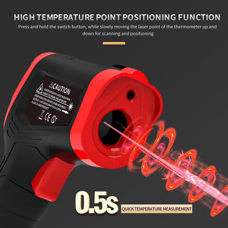 [Australia - AusPower] - Digital Infrared Thermometer Gun for Cooking,-58 to 1112 °F Laser Temperature Gun with Adjustable Emissivity&MAX&MIN,IR Thermometer for Pizza,Oven,Grill,Kitchen,BBQ,Meat,Food,Griddle (not for Human) 