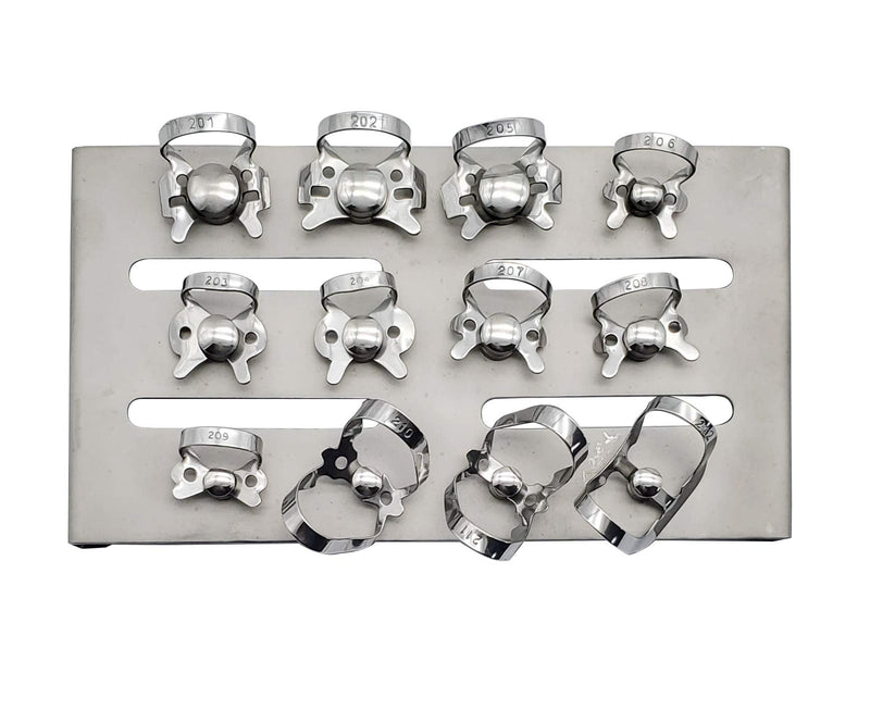 [Australia - AusPower] - ARTMAN INSTRUMENTS Rubber Dam Clamps Set of 12 with Autoclavable Organizer Stand Rack – Dental Isolation Tools for Professional Use 