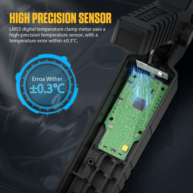 [Australia - AusPower] - Digital Temp Clamp,LM55 HVAC Temperature Clamp Meter,Clamp HVAC Thermometer with High Precision Sensor, Measurement Range of -20 to 150°C,Data Waveform Display 