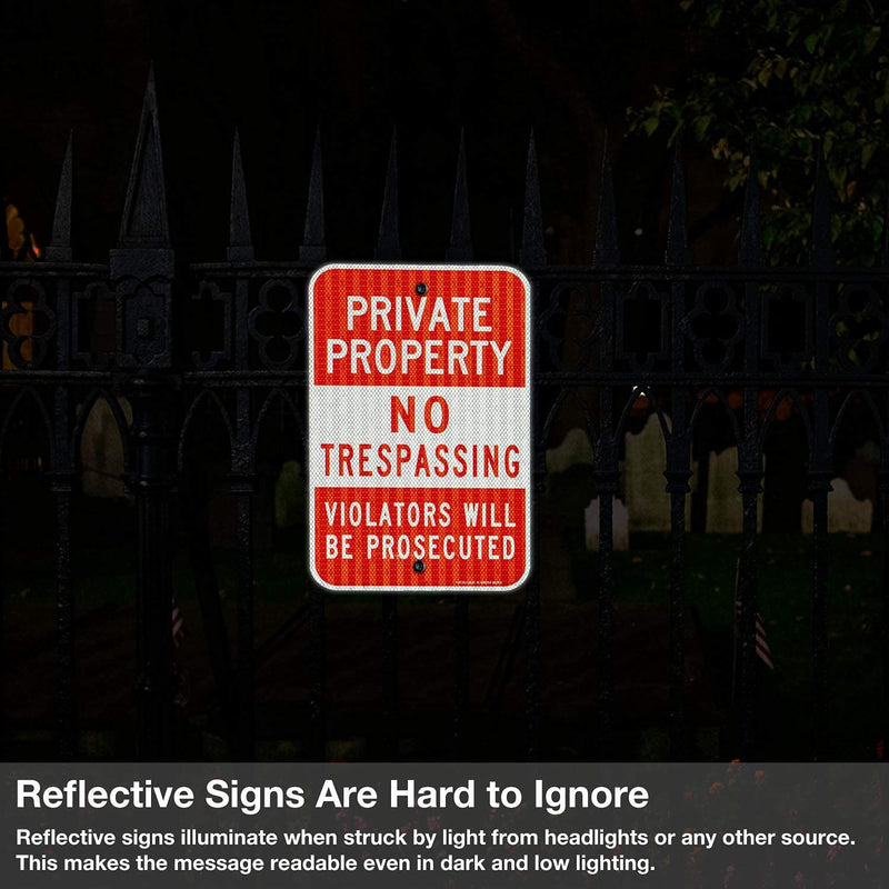 [Australia - AusPower] - (2 Pack) Private Property No Trespassing Sign, Violators Will Be Prosecuted, 18 x 12 Engineer Grade Reflective Sheeting Rust Free Aluminum, Weather Resistant, Waterproof, Easy to Mount 