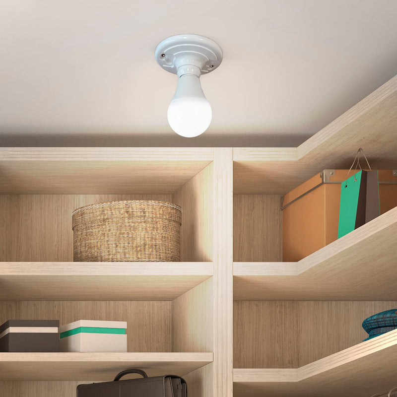 [Australia - AusPower] - Maxxima Keyless Plastic Lamp Holder - One-Piece Medium Base, E26 Socket Outlet Box Mount, 660W, Ceiling Lighting, Compatible with LED and Incandescent Light Bulbs - 2 Pack 