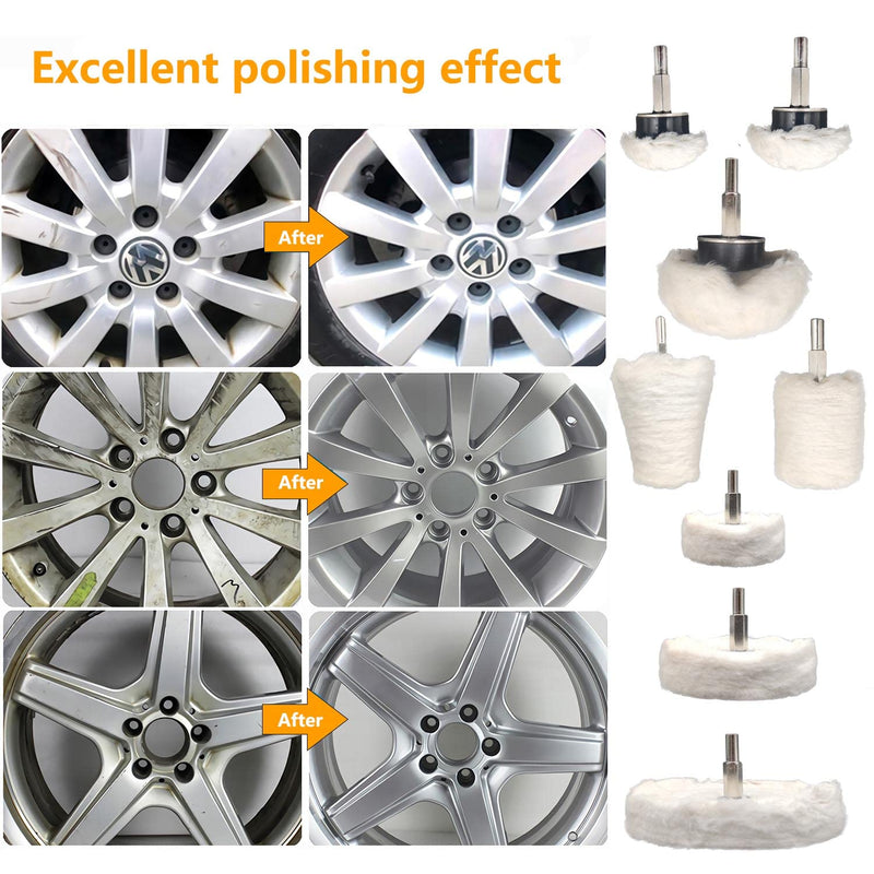 [Australia - AusPower] - 8 pcs Buffing Wheel for Drill,Buffing Pad Polishing Wheel Kits,Wheel Shaped Polishing Tool for Metal Aluminum,Stainless Steel,Chrome,Jewelry,Wood,Plastic,Ceramic,Glass,etc 8 