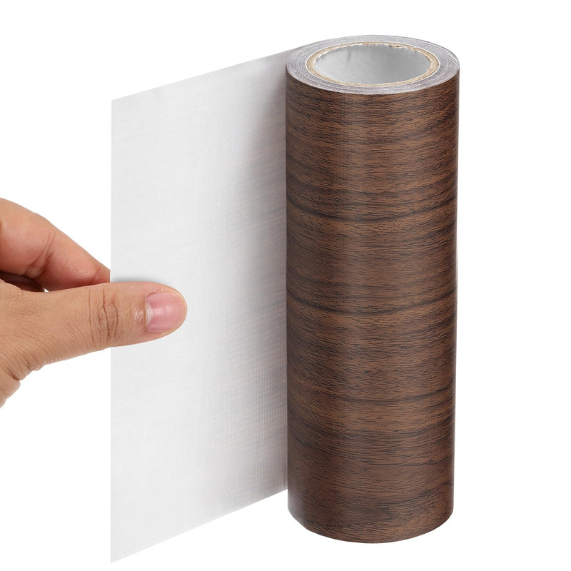 PATIKIL Wood Grain Repair Tape 8" X30', Self Adhesive Realistic Textured Repair Tape Patch with Scraper for Floor Door Table Cabinets Desk, Dark Brown Oak 8 IN X 30 FT