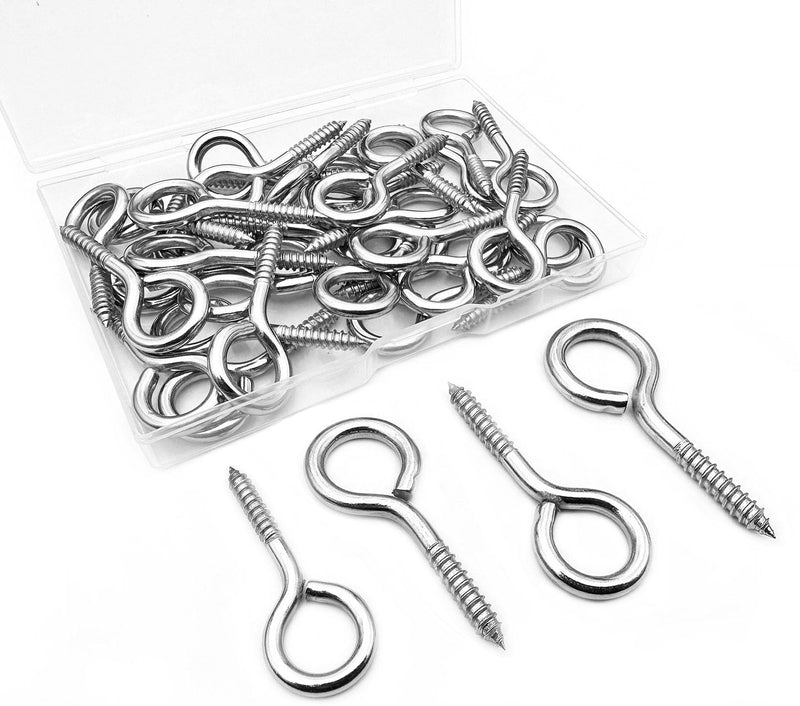 [Australia - AusPower] - 40 Pcs Stainless Steel Screw Eyes Screw Hooks, 2 Inch Heavy Duty Eye Bolts, Ourdoor & Indoor Use 