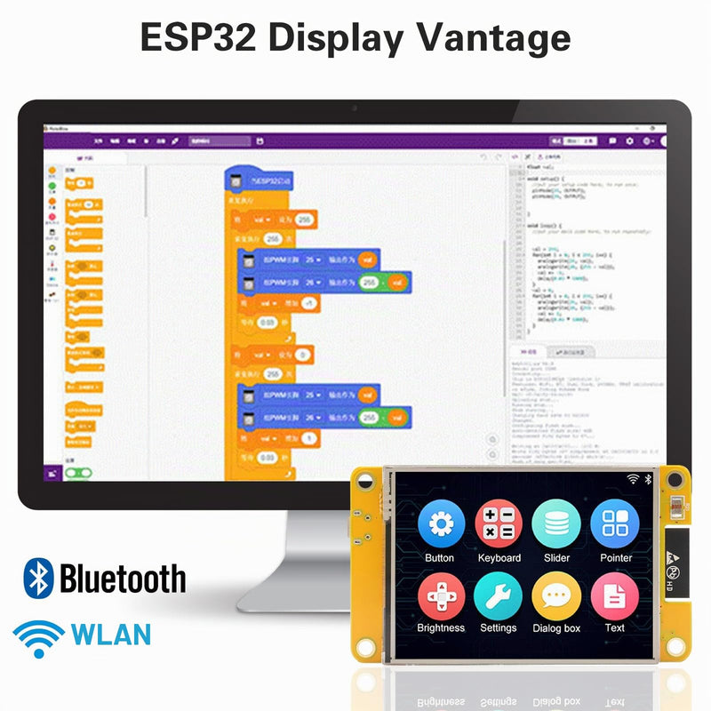 Binghe ESP32 Display ESP32 with Display Board with WiFi Bluetooth 2.8 Inch 240 x 320 ESP32 Intelligent TFT Module Touchscreen LVGL High Speed IoT Connectivity Compatible with Arduino/LVGL (Pack of 2)