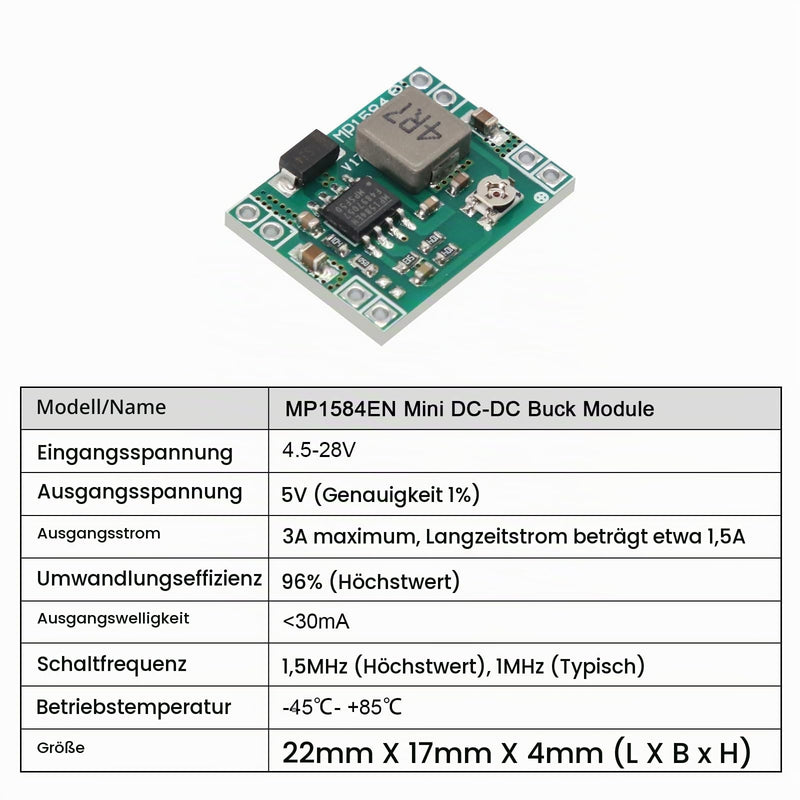 Pack of 10 Mini Step Down Converter Module, QIQIAZI DC-DC Buck Converter MP1584EN 4.5-28V to 0.8-20V DC-DC Converter Module, 24V to 12V 9V 5V 3V Step Down Adjustable Converter