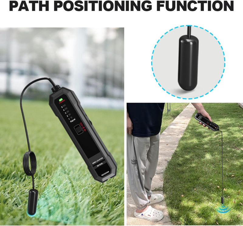 [Australia - AusPower] - Underground Wire Locator, Underground Cable Locator for Pet Fence Buried Sprinkler Valve, Cable Tester for Locating Irrigation Tone Generator Kit, Electrical Underground Wire Tracer 