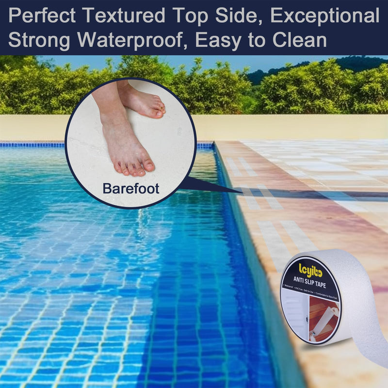 Anti Slip Tape Clear Waterproof Outdoor/Indoor, 2" x 42Ft Non Slip Traction Grip Tape for Bathtubs, Boats, Stairs, Pools, Transparent, Soft, Comfortable for Bare Feet (2" X 42') 2” x 42' 1
