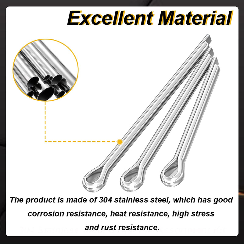[Australia - AusPower] - 120pcs 6-Sizes 304 Stainless Steel Cotter Pins Cotter Pins Assortment Kit Hitch Pin Clip Tractor Cotter Pin Used for Hitch Pin Lock System, Trucks, Engine Repair in Towing Hitch Clips & Pins 120 