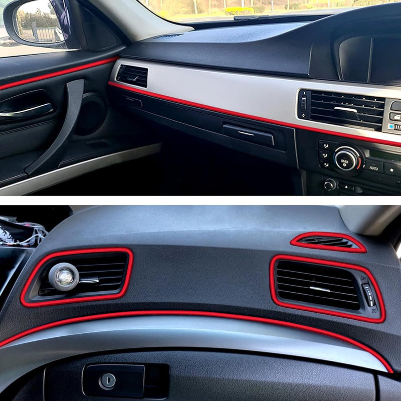 Spurtar 2 Rolls x 33Ft Car Pinstriping Tape Black & 16.4ft/5M Car Interior Trim Strips Red
