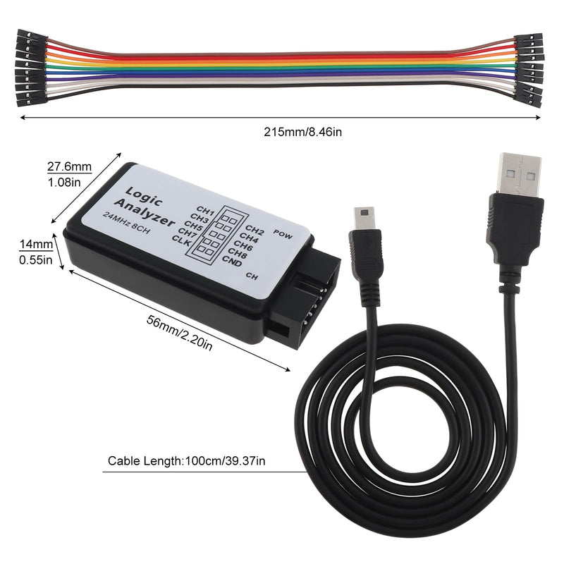 [Australia - AusPower] - 1 Set USB Logic Analyzer Device Set 8 Channel 24MHz UART IIC SPI Debug Logical Analysis Device Set with USB Cable Fit for Arduino ARM/FPGA M100 Hot 