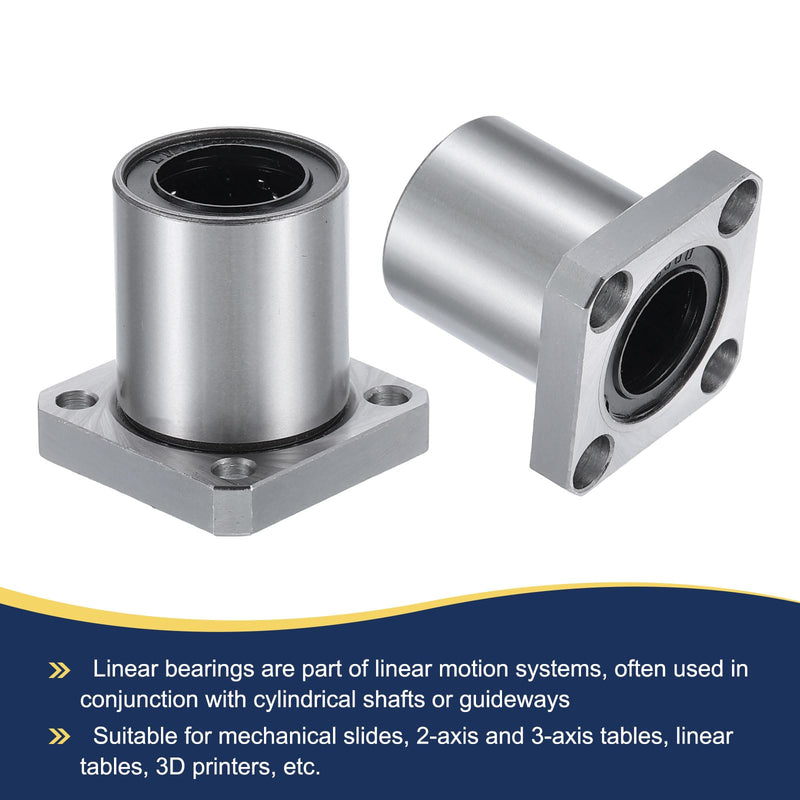 [Australia - AusPower] - uxcell LMK20-UU Linear Ball Bearings 20mm Bore 32mm OD 41mm Length Round Flange Nickel Plated with Screws for CNC Machine 3D Printer 2pcs 