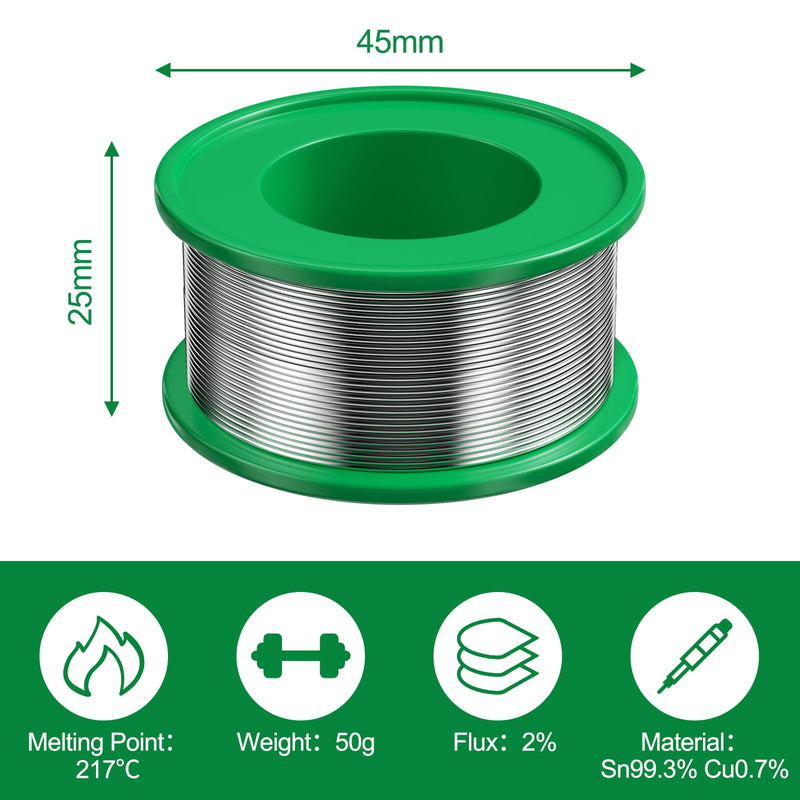 Magrimaxio Solder with flux, lead-free soldering wire with rosin core, lead-free soldering wire electronics, Sn99.3 Cu0.7, 50 g/1 mm, for repair, electric soldering, DIY