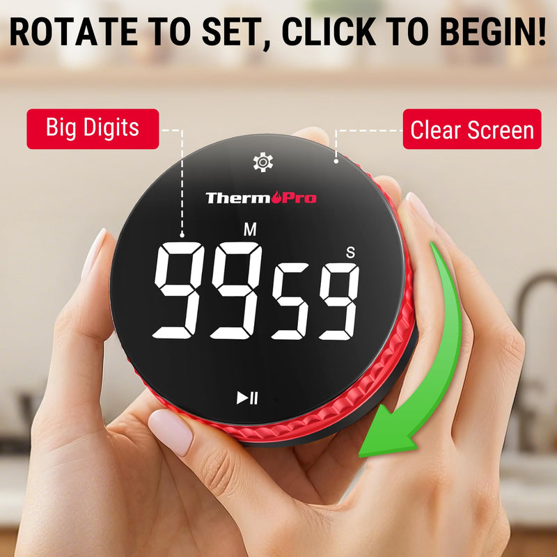 [Australia - AusPower] - ThermoPro TP450 Dual Laser Temperature Gun for Cooking, Digital Infrared Thermometer plus ThermoPro 99-Hour Digital Kitchen Timer with Strong Magnetic & Stable Stand, Classroom Timers with 3-Volume-Le 