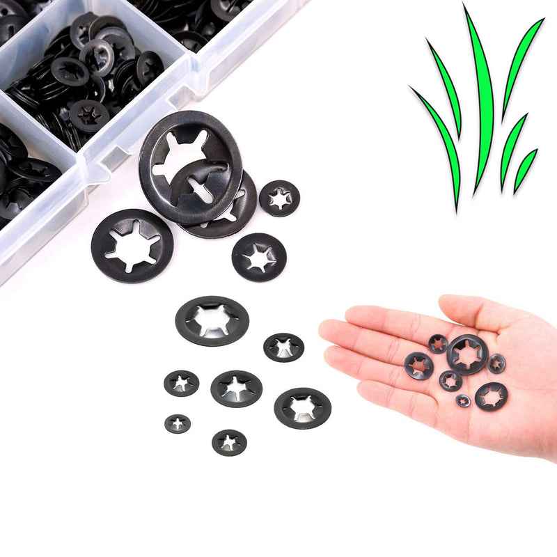 [Australia - AusPower] - Internal Tooth Star Lock Washers,Hincell 360 Pieces 9 Sizes Push Nuts Assortment,Quick Speed Locking Washers, Push Nuts, Speed Clips Retaining Clips Fasteners Assortment Kit 