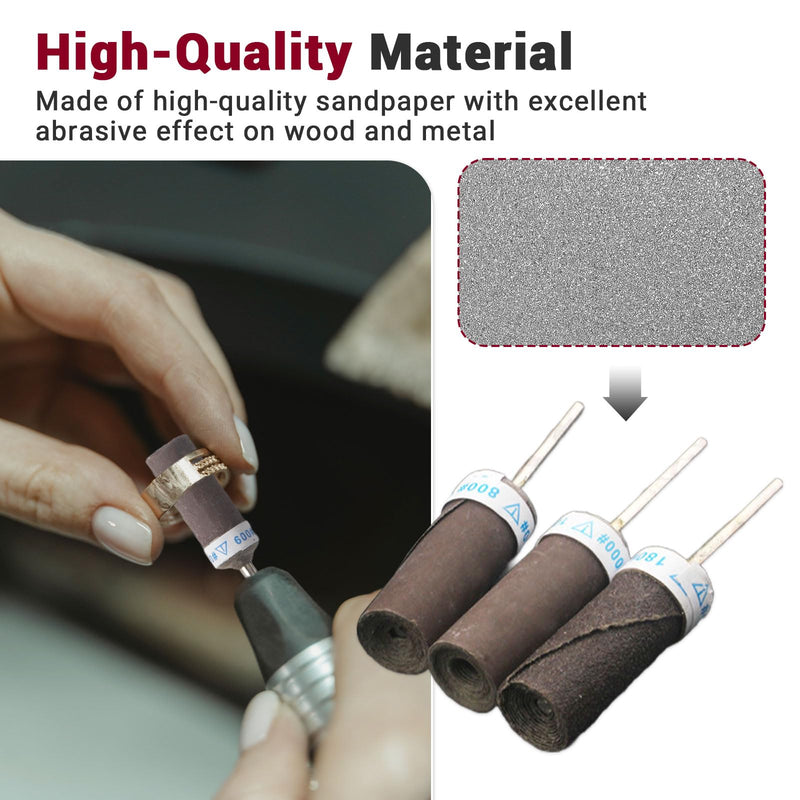 [Australia - AusPower] - QINGYIWL Pack of 20 Sanding Attachments for Dremel, 180/240/400/600/800/1000 Grit Sanding Sleeves Set with 3 mm Shank, Sanding Sleeves for Sanding and Polishing 