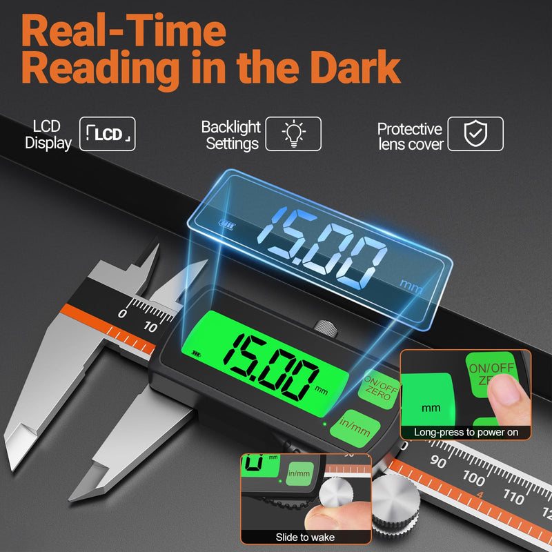 Preciva Digital Caliper 150mm Rechargeable | Backlit | Touch Screen Digital Calliper with High Quality LCD Display Electronic Caliper