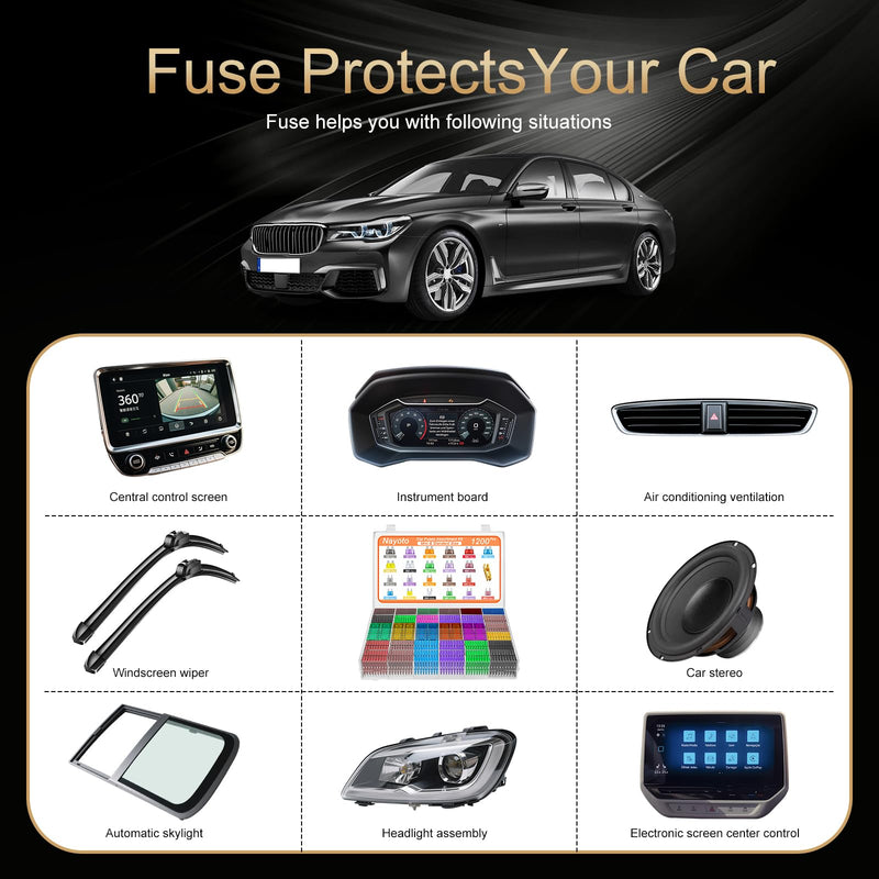 [Australia - AusPower] - 1200pcs Car Fuses Assortment Kit, 520PCS Standard Fuse Kit & 680PCS Mini Fuses + 1 Puller for Auto/RV/Truck/Motorcycle/Yacht (2A 3A 5A 7.5A 10A 15A 20A 25A 30A 35A 40A) 1200 