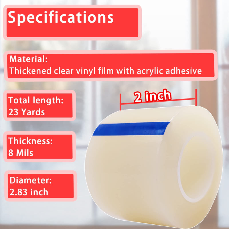 [Australia - AusPower] - Birllaid Transparent Window Weather Sealing Tape, 2-Inch x 23 Yards, Window AC Insulation Sealing Film Tape, No Residue, Clear 