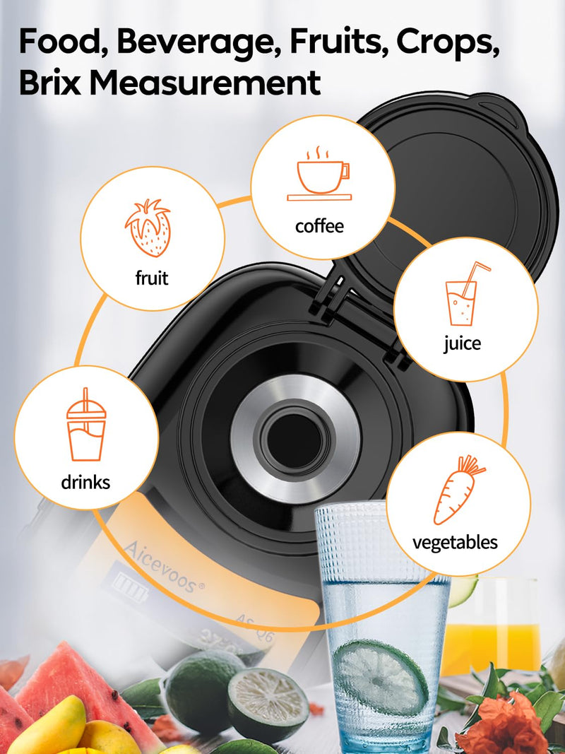 [Australia - AusPower] - Digital Sugar Brix Refractometer brix Meter Automatic Temperature Compensation Range 0-35%，±0.2% Precision, Perfect for Fruits, Juices, Vegetables, Drinks and Coffee Large 