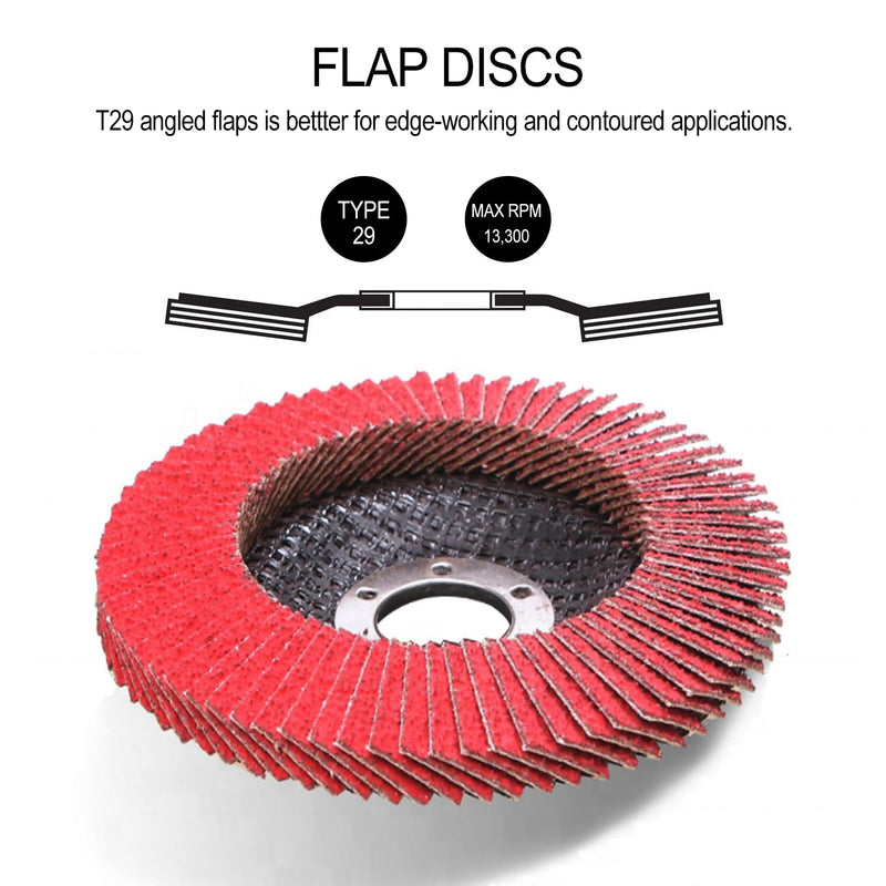 [Australia - AusPower] - Flap Discs, Flap Wheels 60 Grit, Ceramic Grinding Discs 115mm, 4-1/2 x 7/8 Inch Work with Universal Angle Grinders, Suitable for Metal Sanding Grinding and Conditioning, Type29, 10 Pack. 