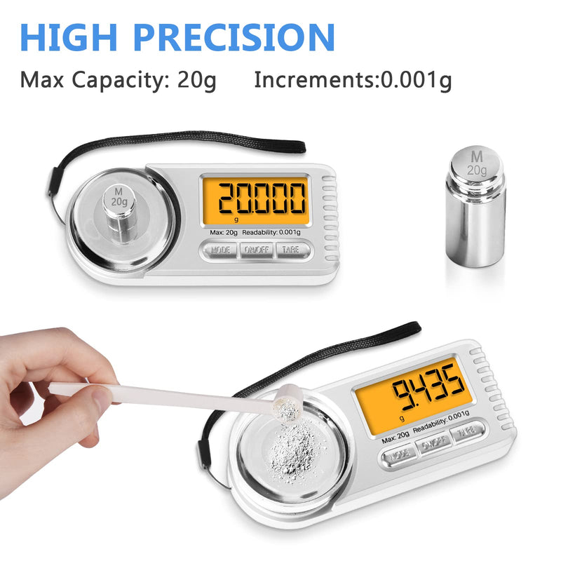 THINKSCALE Digital Milligram Scale, 20g x 0.001g Mini High Precision Mg Scale with LCD Display, Tare, 6 Units Portable Jewelry Scale, Micro Gram Scale for Powder Medicine, Gold, Gem, Reloading