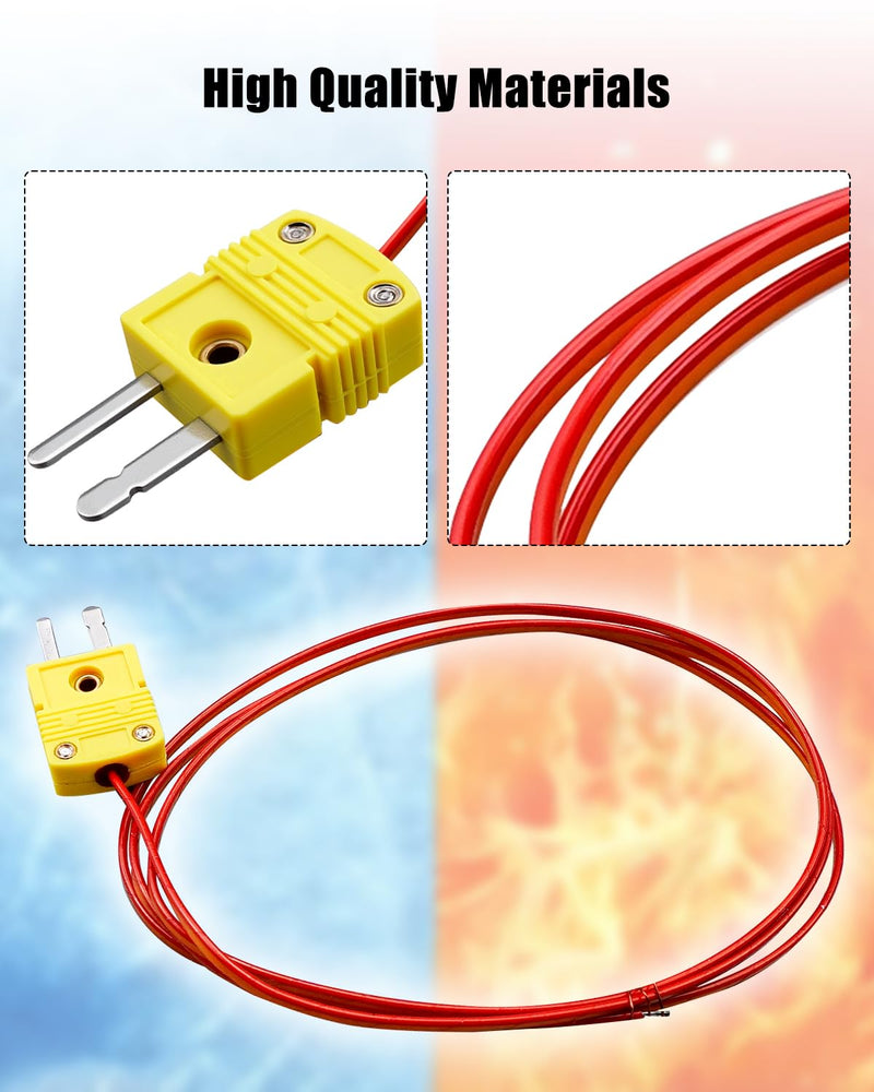 [Australia - AusPower] - 80PK-1 Temperature Bead Probe K-Type Fit for Fluke Multimeter, -40 to 260°CTemperature Range with Connector 1-Meter Long 
