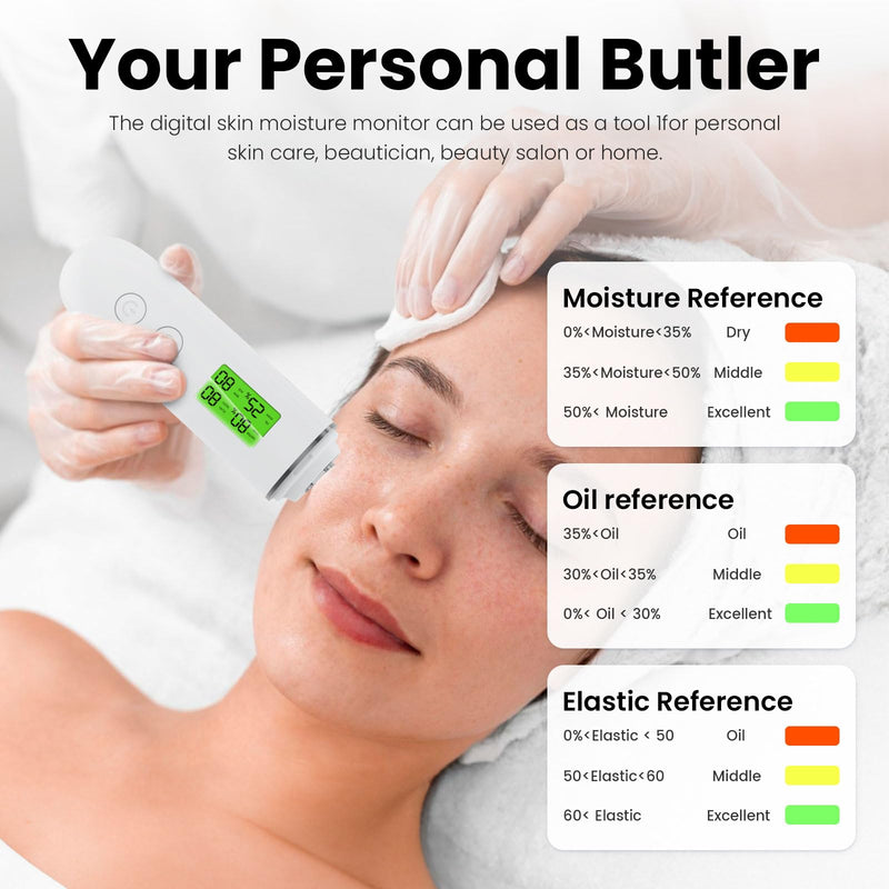 Professional Skin Moisture Tester, Digital Facial Oil Detector, High Precision Skin Hydration Analysis Meter, Hydration monitor,Portable Skin Analyzer with LCD Display & Fluorescent Agent Detection