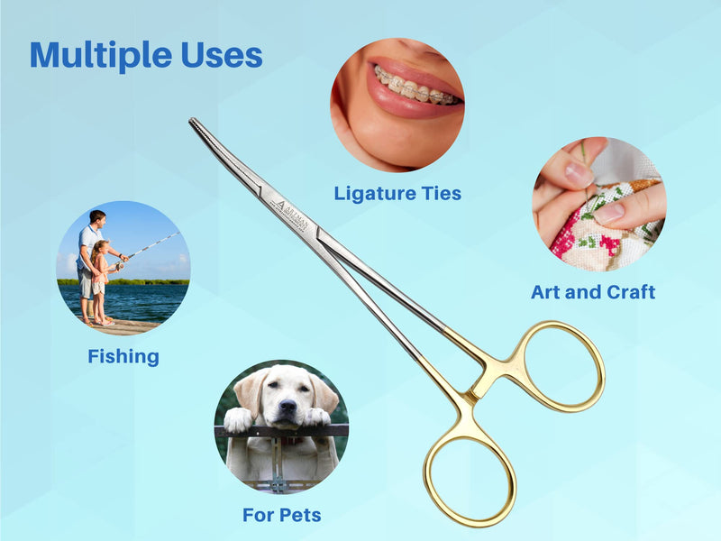 [Australia - AusPower] - Artery Forceps 6" Curved Hemostats for Nurses, Fishing Forceps, Crafts and Hobby Gold Plated Handle Artman Brand 