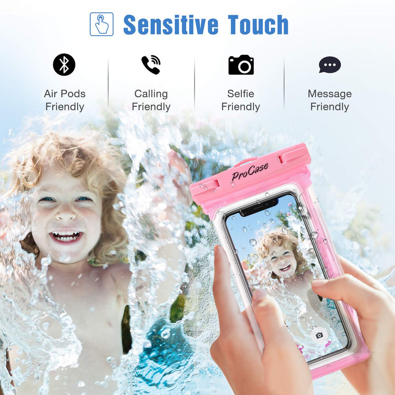 [Australia - AusPower] - Waterproof Phone Pouch Case for Snorkeling, Underwater Dry Bag for iPhone 15 14 13 Pro Max 12 11, Galaxy S24 S23 S2 Ultra Note Pixel Up to 7", Beach Essentials -2Pack, Pink/Black 