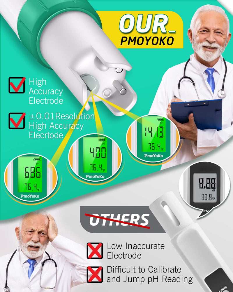 [Australia - AusPower] - 4 in 1 Digital pH Meter for Water, ±0.01 Resolution High Accuracy Tds Meter Digital Water Tester with ATC pH Tester, Water Tester for Drinking Water, Brewing, Hydroponics, Wine, Pool and Aquarium 