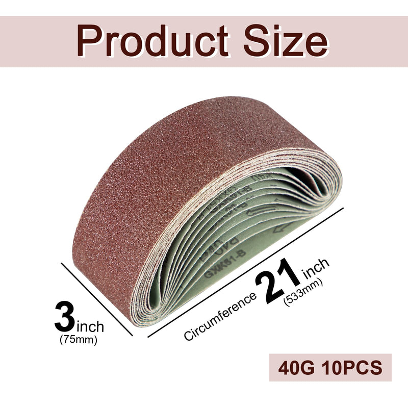 [Australia - AusPower] - SALI Sanding Belts Pack of 10 75 x 533 mm Sanding Belt Grit 40 Belt Sandpaper for Belt Sander Sanding Machine for Wood Metal Grinding, Filing, Sharpening and Rust Removal 40 grit 10 pieces 