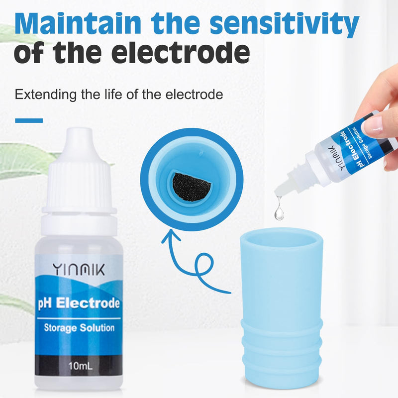 [Australia - AusPower] - Replacement pH Probe for YINMIK YK-4N pH Meter, pH Electrode with EC Calibration Solution and pH Storage Solution，Blue Color pH EC Electrode, Also Suitable for YK-4 and YK-4S 
