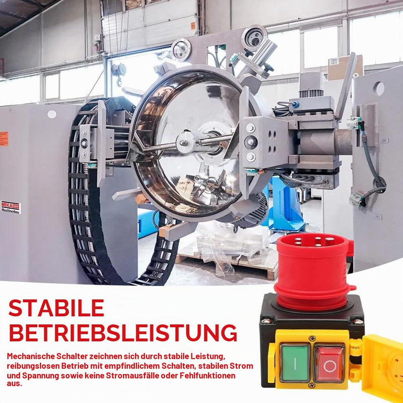 Motor Protection Switch 400 V, 3-Phase Emergency Stop Switch with CEE Plug, Waterproof Electromagnetic Machine Switch 400 V with 67 cm Cable, Phase Inverter, Zero Voltage Switch, Compatible KEDU KOA7