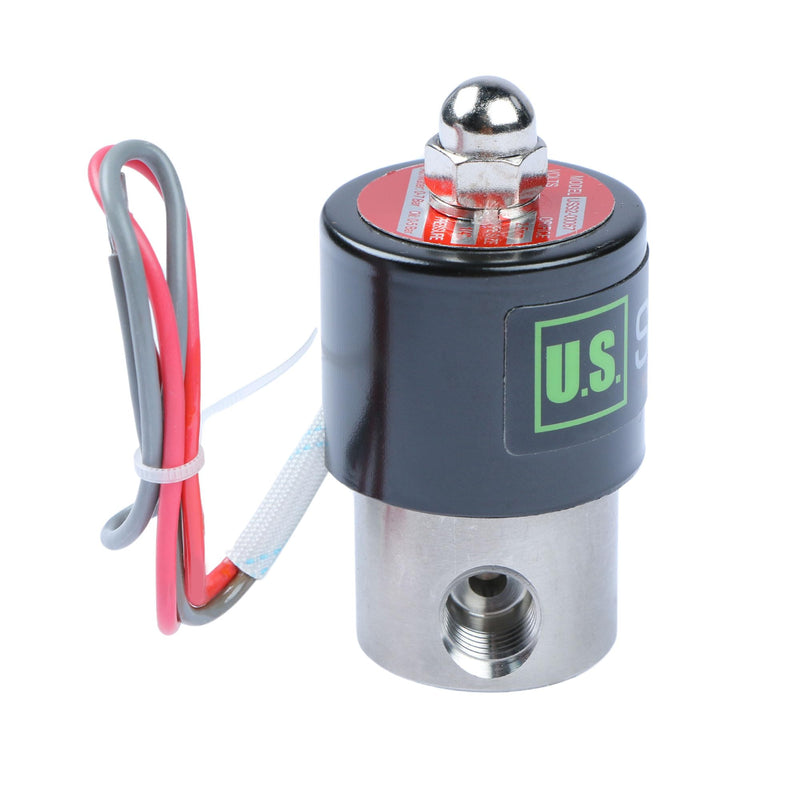 U.S. Solid 1/4" Stainless Steel Electric Solenoid Valve 24VAC N.C. VITON Water Air Fuel 0.25 Inch
