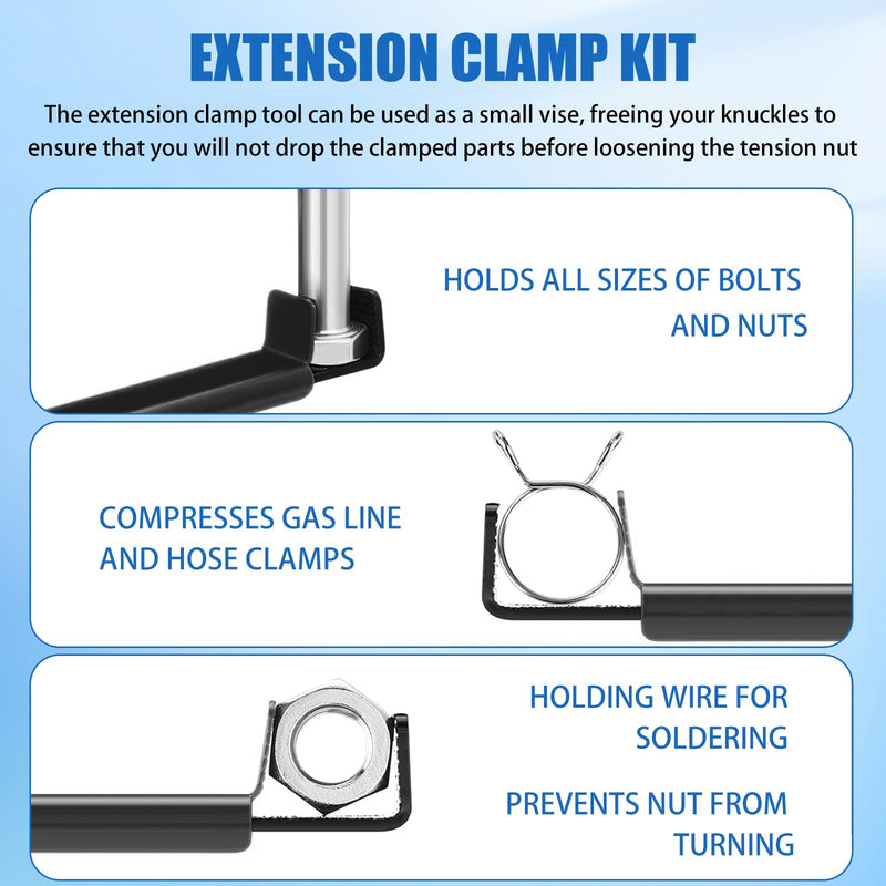 [Australia - AusPower] - Adjustable Extension Clamp Wrench Tool for Tight Spaces, Holds Nuts, Bolts, Hose Clamps 